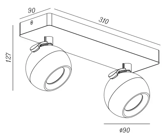 Artdelight Spot Bolero 2 lichts balk zwart Artdelight Spot Bolero 2 lichts balk zwart