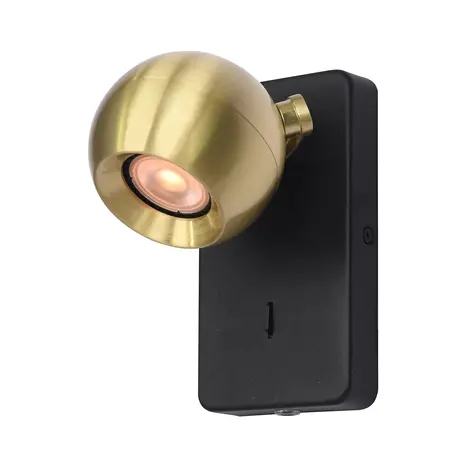 Artdelight Wandlamp Bolero 1 lichts zwart goud Artdelight Wandlamp Bolero 1 lichts zwart goud