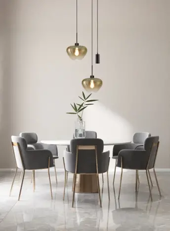 Masterlight Hanglamp Genua 2+1 lichts Ø 35 cm amber zwart Masterlight Hanglamp Genua 2+1 lichts Ø 35 cm amber zwart