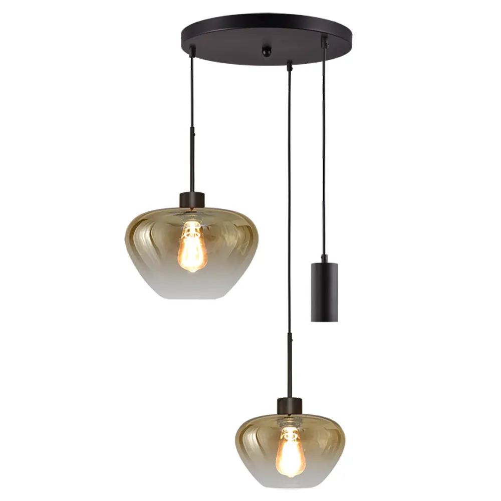 Masterlight Hanglamp Genua 2+1 lichts Ø 35 cm amber zwart