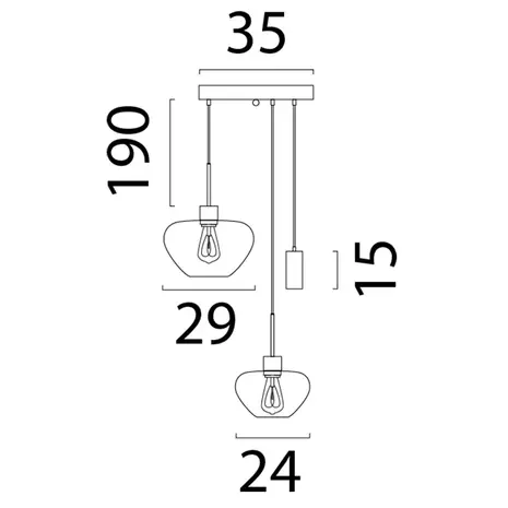 Masterlight Hanglamp Genua 2+1 lichts Ø 35 cm amber zwart Masterlight Hanglamp Genua 2+1 lichts Ø 35 cm amber zwart