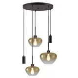Masterlight Hanglamp Genua 3+2 lichts Ø 50 cm amber zwart Masterlight Hanglamp Genua 3+2 lichts Ø 50 cm amber zwart