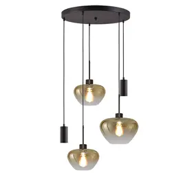 Masterlight Hanglamp Genua 3+2 lichts Ø 50 cm amber zwart Masterlight Hanglamp Genua 3+2 lichts Ø 50 cm amber zwart