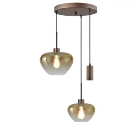 Masterlight Hanglamp Genua 2+1 lichts Ø 35 cm amber cacao Masterlight Hanglamp Genua 2+1 lichts Ø 35 cm amber cacao