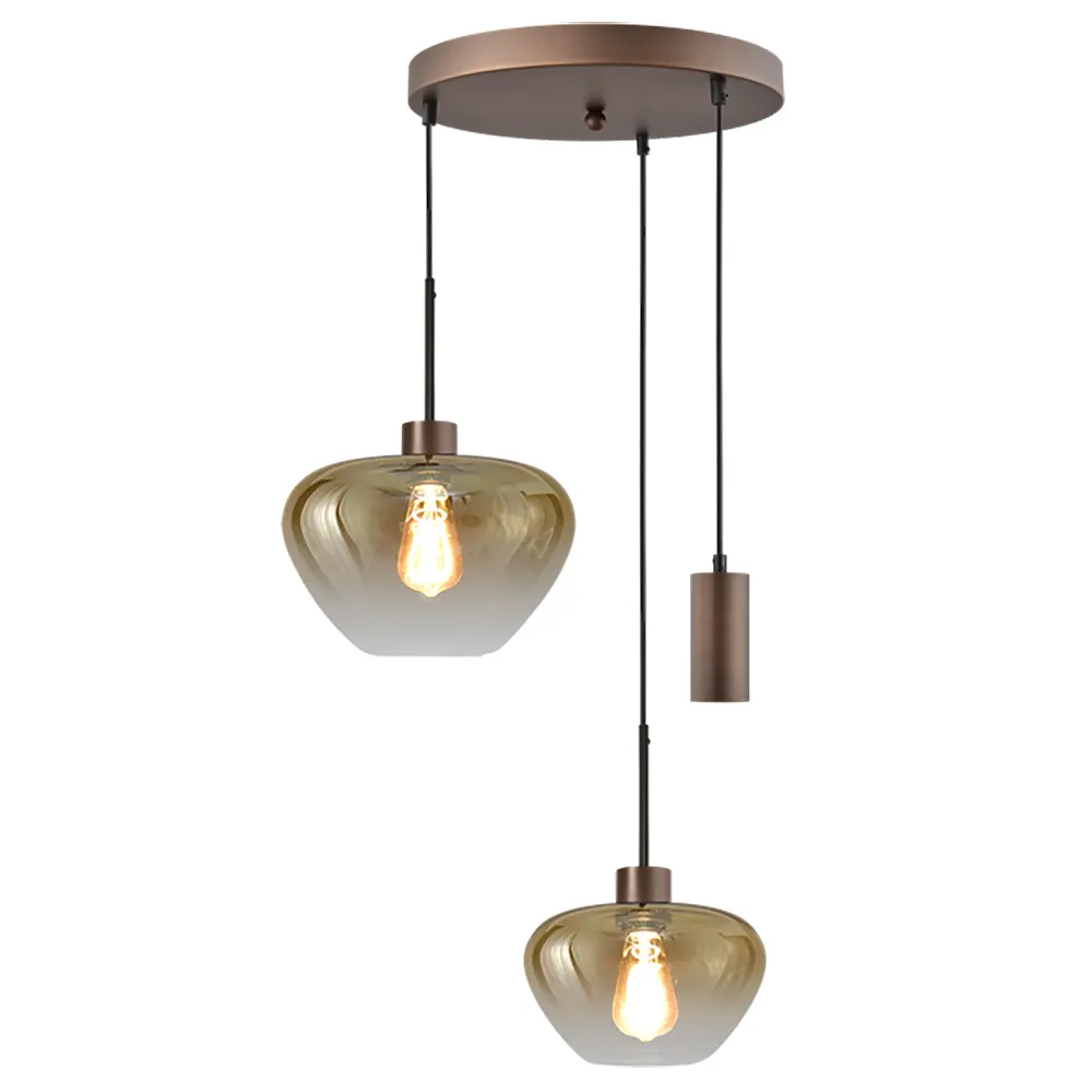 Masterlight Hanglamp Genua 2+1 lichts Ø 35 cm amber cacao