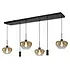 Hanglamp Genua 4+2 lichts L 130 cm amber zwart Hanglamp Genua 4+2 lichts L 130 cm amber zwart