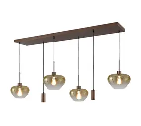 Masterlight Hanglamp Genua 4+2 lichts L 130 cm amber cacao Masterlight Hanglamp Genua 4+2 lichts L 130 cm amber cacao