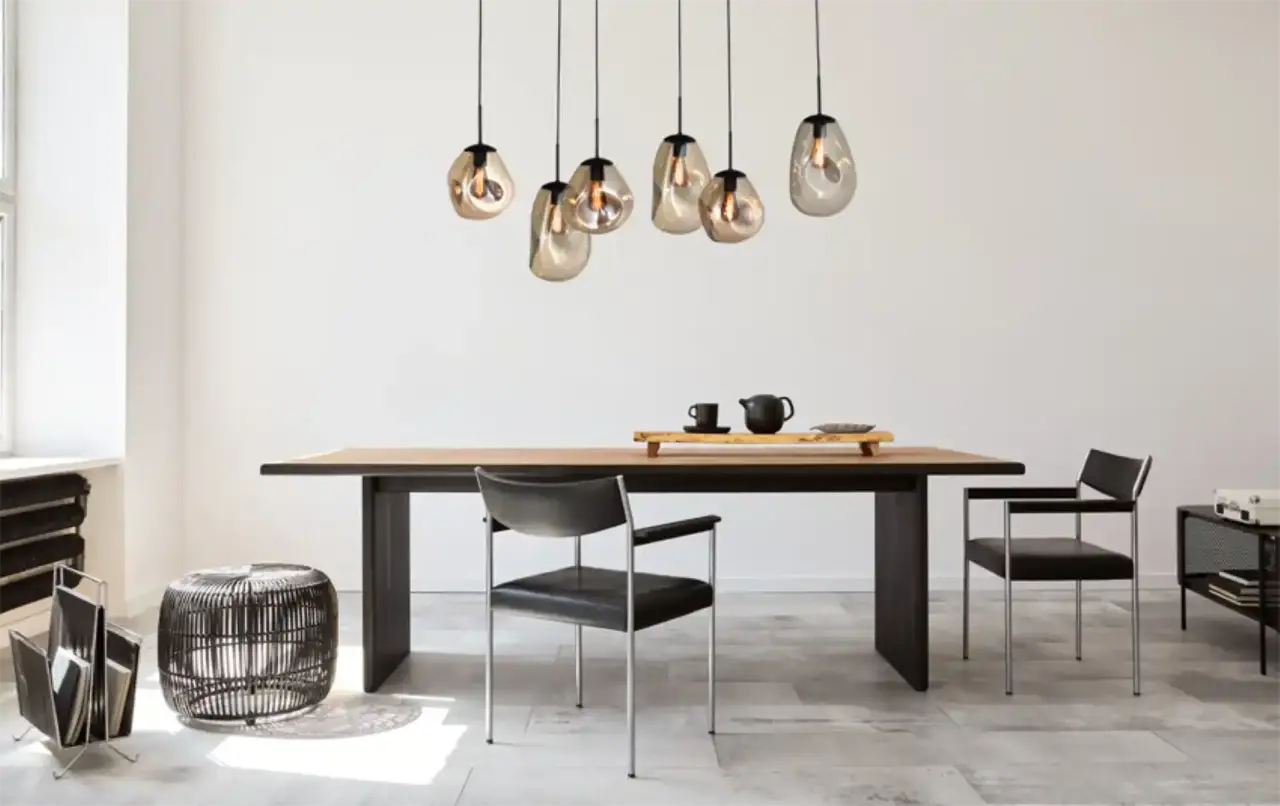 Masterlight Hanglamp Lava 6 lichts L 130 cm amber zwart