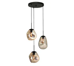 Masterlight Hanglamp Lava 3 lichts Ø 35 cm amber zwart Masterlight Hanglamp Lava 3 lichts Ø 35 cm amber zwart