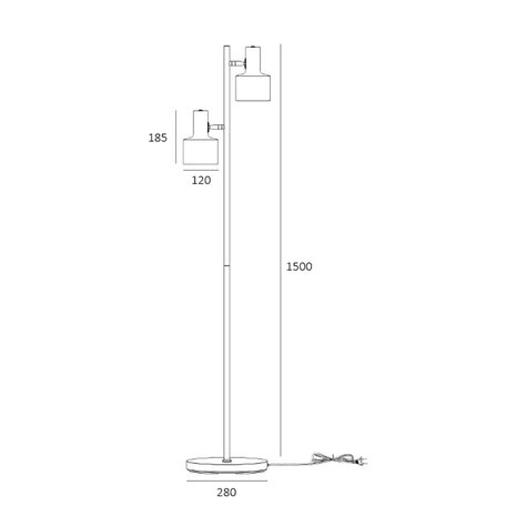 Artdelight Vloerlamp Twinkle 2 lichts H 150 cm zwart goud