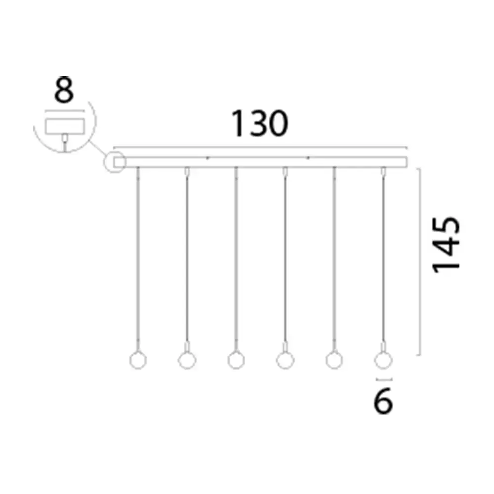 Masterlight Hanglamp Talana 6 lichts L 130 cm zwart Masterlight Hanglamp Talana 6 lichts L 130 cm zwart