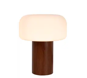 Lucide KENAN - Tafellamp - Ø 22 cm - 1xE14 - Donkere Houtlook