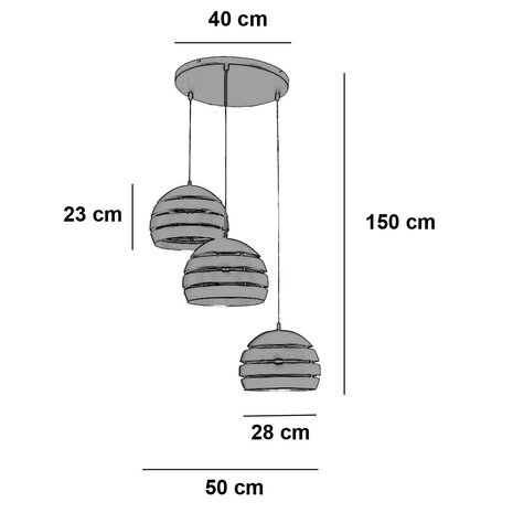 Freelight Hanglamp Djarin 3 lichts Ø 50 cm zwart goud Freelight Hanglamp Djarin 3 lichts Ø 50 cm zwart goud