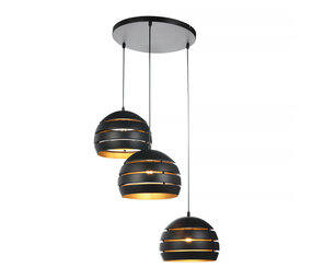 Freelight Hanglamp Djarin 3 lichts Ø 50 cm zwart goud Freelight Hanglamp Djarin 3 lichts Ø 50 cm zwart goud
