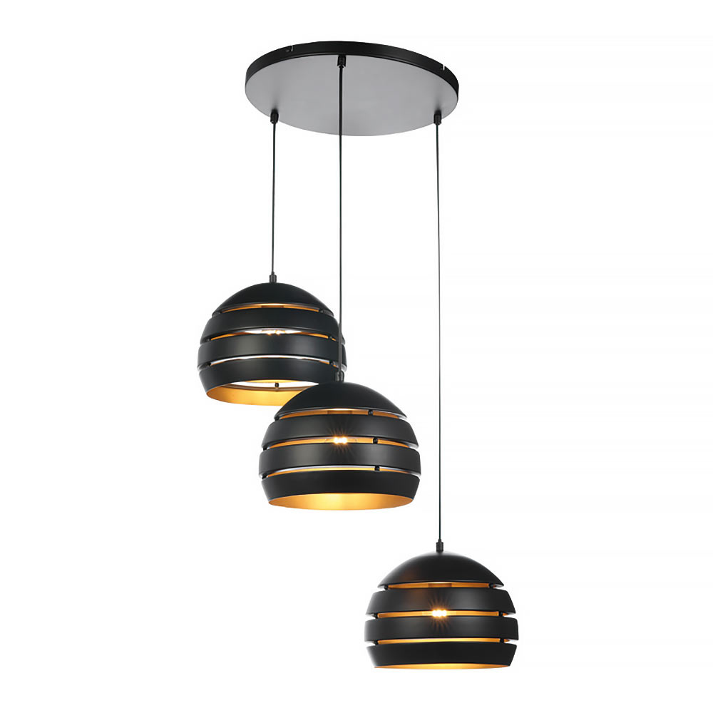 Freelight Hanglamp Djarin 3 lichts Ø 50 cm zwart goud