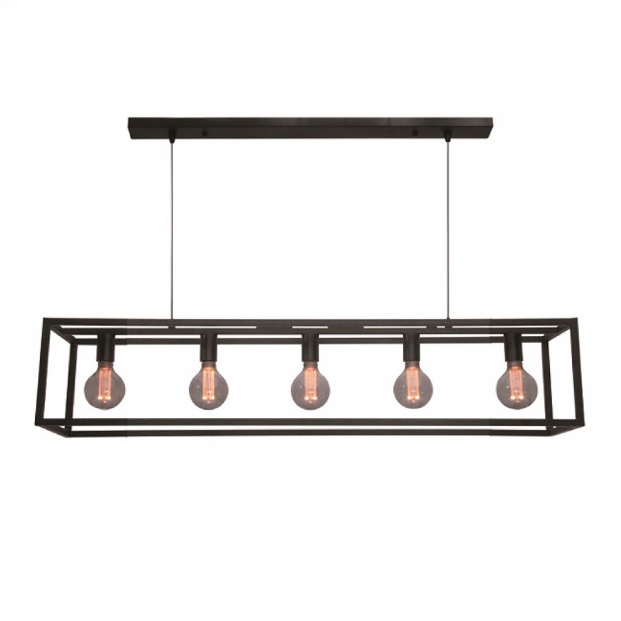 Freelight Hanglamp Esteso 5 lichts - 2e kans - L 120 cm B 25 cm zwart