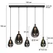 Mexlite Hanglamp Glimsy 5 lichts L 115 cm zwart Mexlite Hanglamp Glimsy 5 lichts L 115 cm zwart
