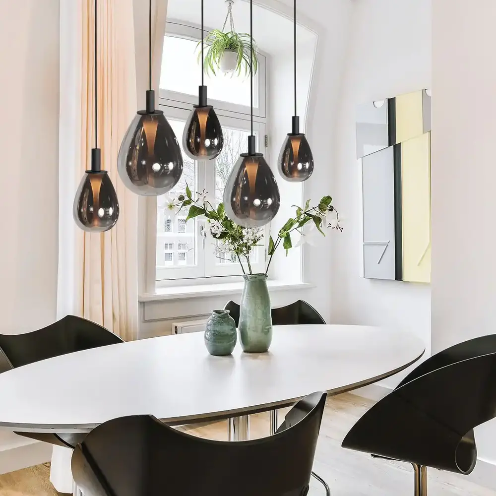 Mexlite Hanglamp Glimsy 5 lichts L 115 cm zwart Mexlite Hanglamp Glimsy 5 lichts L 115 cm zwart