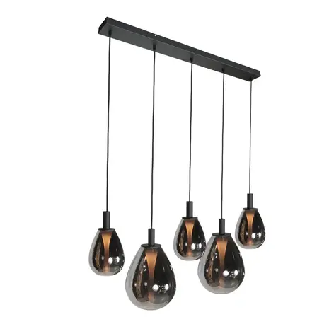Mexlite Hanglamp Glimsy 5 lichts L 115 cm zwart Mexlite Hanglamp Glimsy 5 lichts L 115 cm zwart