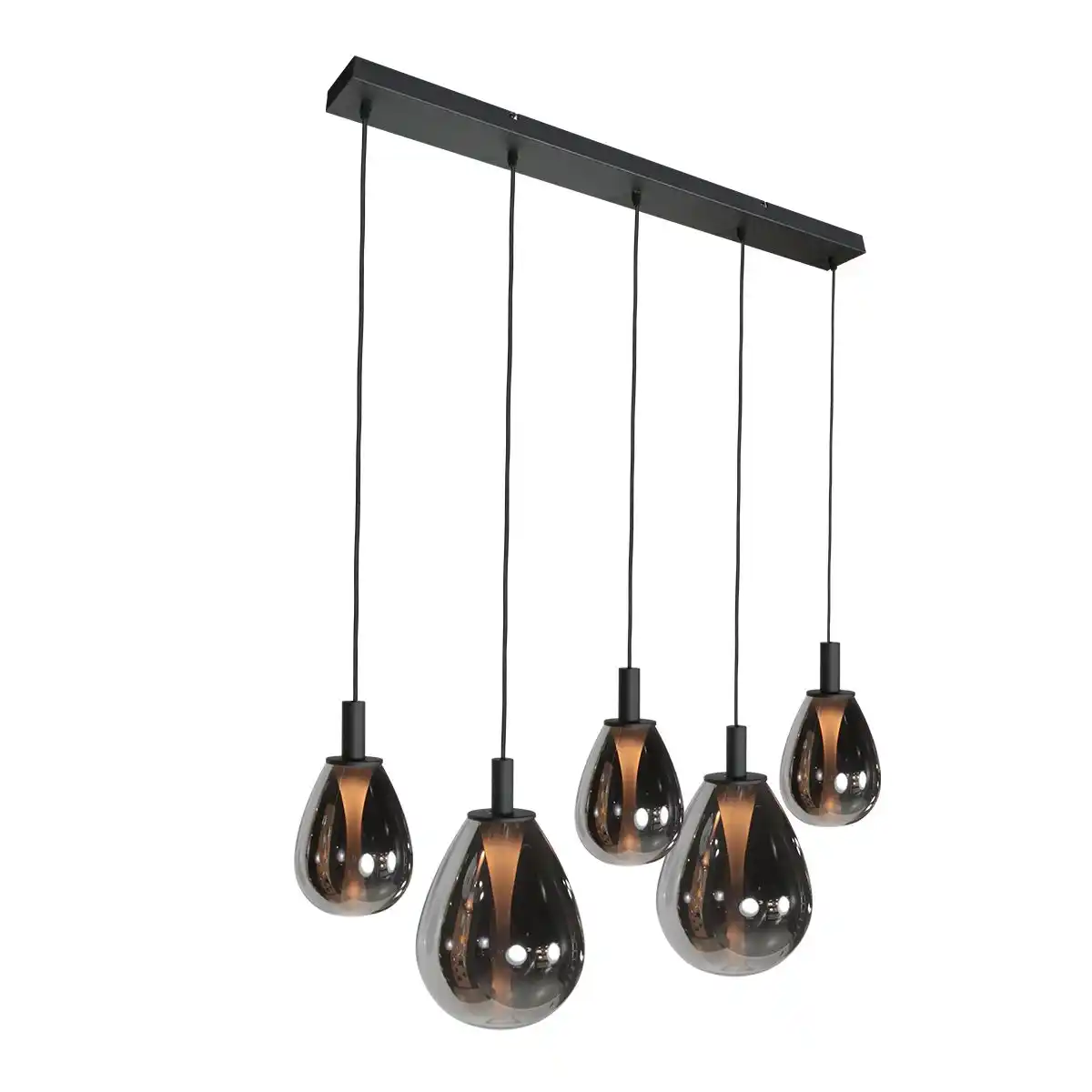 Steinhauer Hanglamp Glimsy 5 lichts L 115 cm zwart