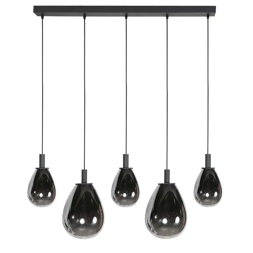 Mexlite Hanglamp Glimsy 5 lichts L 115 cm zwart Mexlite Hanglamp Glimsy 5 lichts L 115 cm zwart