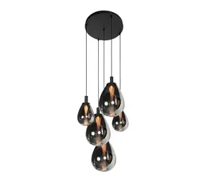 Steinhauer Hanglamp Glimsy 5 lichts Ø 45 cm zwart Steinhauer Hanglamp Glimsy 5 lichts Ø 45 cm zwart