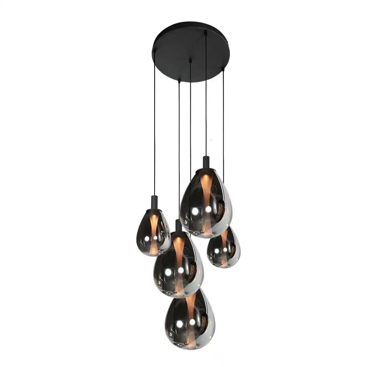 Steinhauer Hanglamp Glimsy 5 lichts Ø 45 cm zwart