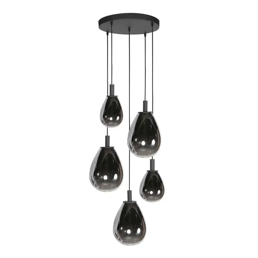 Mexlite Hanglamp Glimsy 5 lichts Ø 45 cm zwart