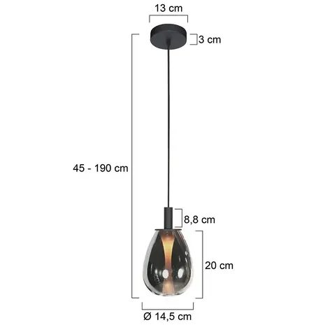 Mexlite Hanglamp Glimsy 1 lichts Ø 14.5 cm zwart Mexlite Hanglamp Glimsy 1 lichts Ø 14.5 cm zwart