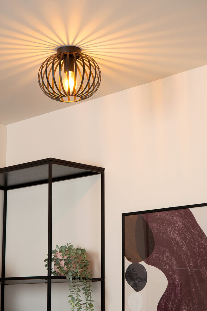 Lucide MANUELA - Plafonnière - Ø 25 cm - 1xE27 - Zwart