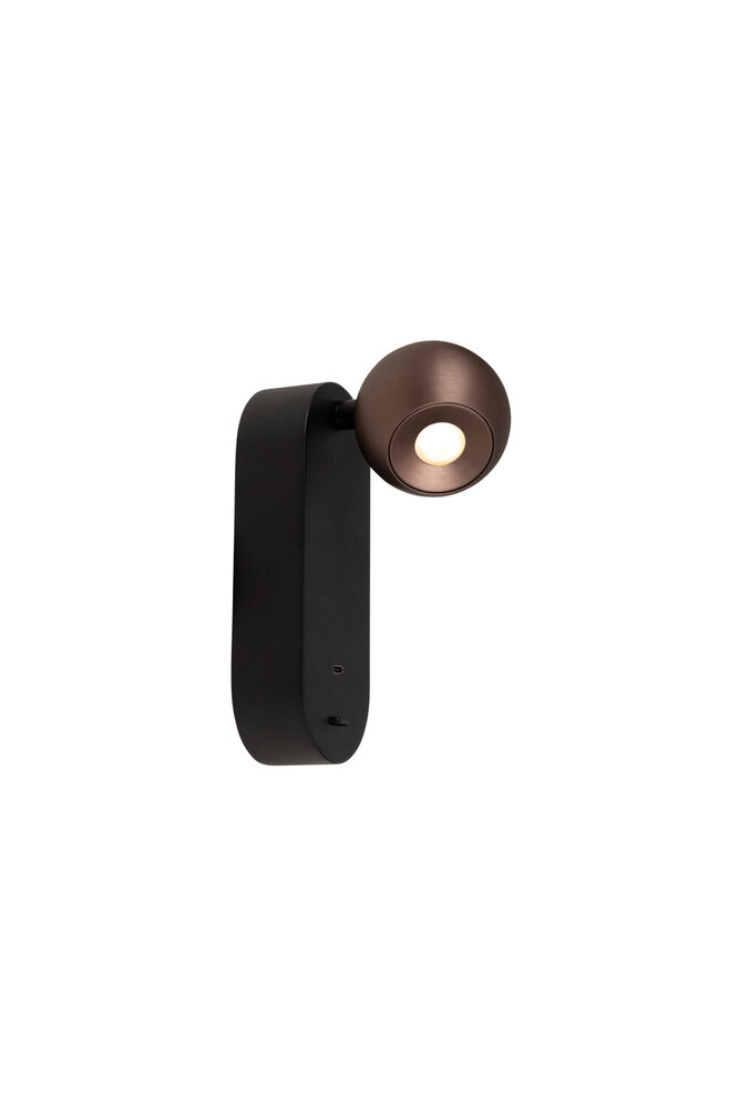 Lucide MONTANA - Wandlamp - LED - CCT - 1x6W 2700K/4000K - Met USB oplaadpunt - Koffie - Premium