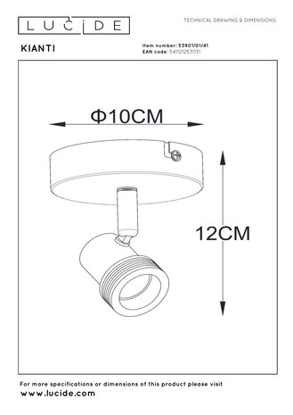 Lucide KIANTI - Plafondspot - Ø 10 cm - 1xGU10 (MR16) - Taupe Lucide KIANTI - Plafondspot - Ø 10 cm - 1xGU10 (MR16) - Taupe