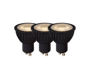 Lucide MR16 - Led lamp - Ø 5 cm - LED Dimb. - GU10 - 3x5W 3000K - Zwart - Set van 3
