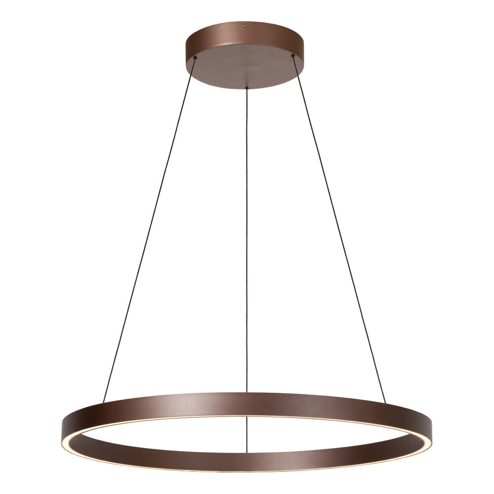 Lucide LIANE - Hanglamp - Ø 80 cm - LED Dimb. - CCT - 2x36W 2700K/4000K - Roest bruin | Vibes