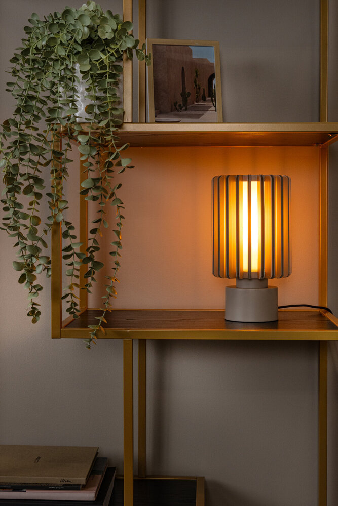 Lucide LAMBRES - Tafellamp - Ø 15 cm - 1xE27 - Taupe