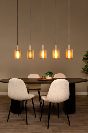 Lucide LAMBRES - Hanglamp - 5xE27 - Taupe