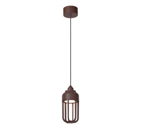 Lucide WELLS - Hanglamp Binnen/Buiten - Ø 10 cm - LED - 1x8W 2700K - IP54 - Roest bruin | Essential Lucide WELLS - Hanglamp Binnen/Buiten - Ø 10 cm - LED - 1x8W 2700K - IP54 - Roest bruin | Essential