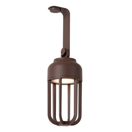 Lucide WELLS - Oplaadbare Wandlamp Binnen/Buiten - Accu/Batterij - Ø 10 cm - LED Dimb. - CCT - 1x5W 2700K/4000K - IP54 - Roest bruin | Essential