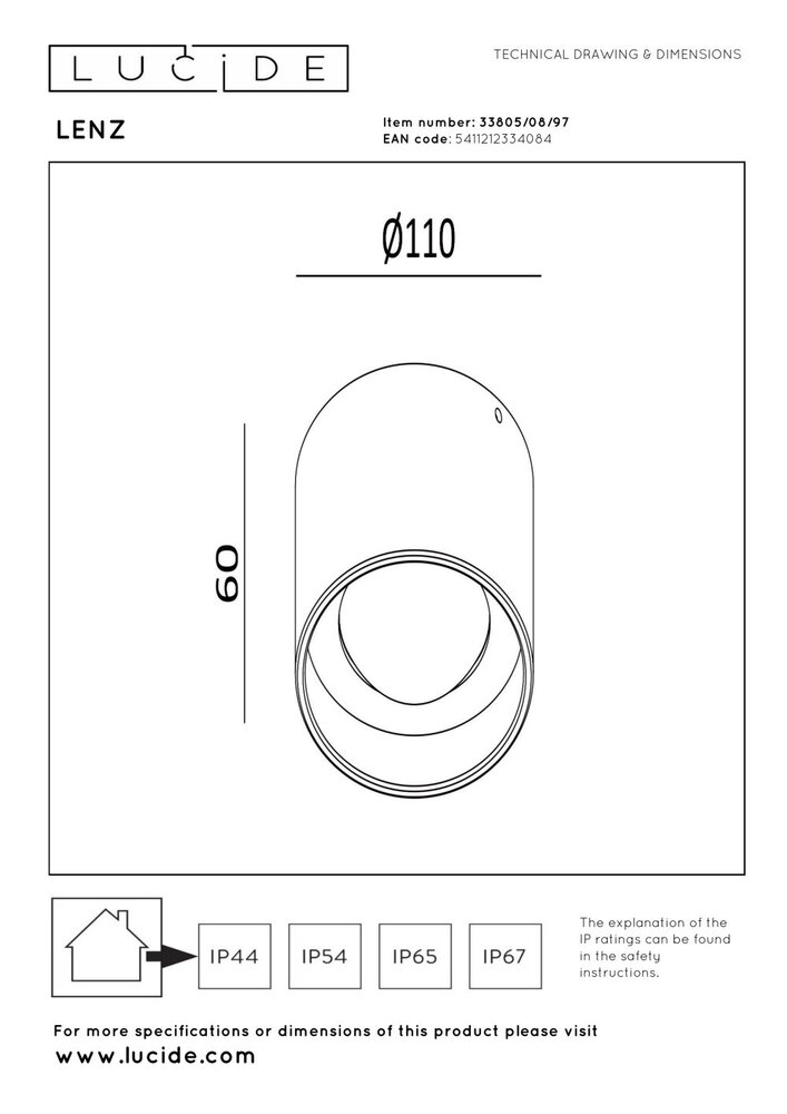 Lucide LENZ - Plafondspot Binnen/Buiten - Ø 11 cm - LED - 1x8W 2700K - IP54 - Roest bruin | Essential Lucide LENZ - Plafondspot Binnen/Buiten - Ø 11 cm - LED - 1x8W 2700K - IP54 - Roest bruin | Essential