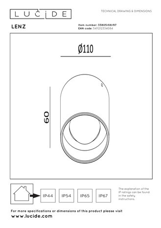 Lucide LENZ - Plafondspot Binnen/Buiten - Ø 11 cm - LED - 1x8W 2700K - IP54 - Roest bruin | Essential Lucide LENZ - Plafondspot Binnen/Buiten - Ø 11 cm - LED - 1x8W 2700K - IP54 - Roest bruin | Essential