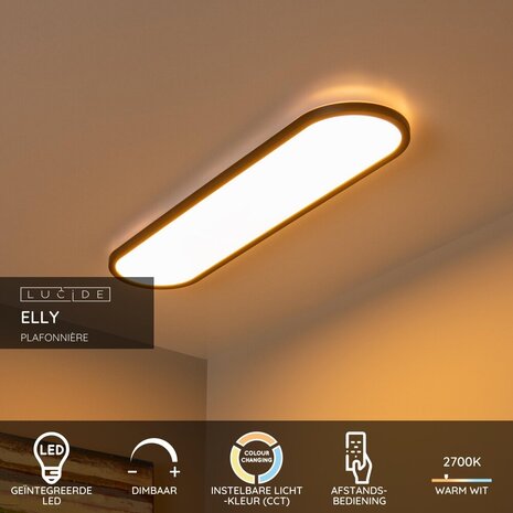 Lucide ELLY - Plafonnière - LED Dimb. - CCT - 1x36W 2700K/4000K - Opaal | Essential