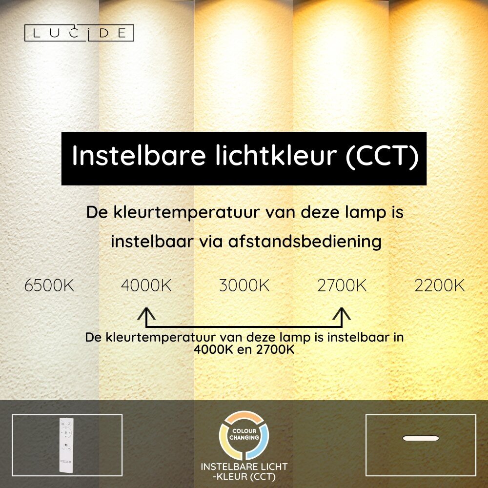 Lucide ELLY - Plafonnière - LED Dimb. - CCT - 1x36W 2700K/4000K - Opaal | Essential