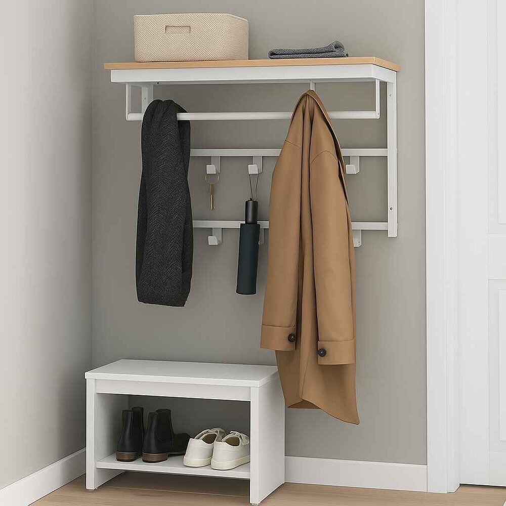 Ylumen Kapstok Wesly B 80 cm H 42 cm hout wit Ylumen Kapstok Wesly B 80 cm H 42 cm hout wit