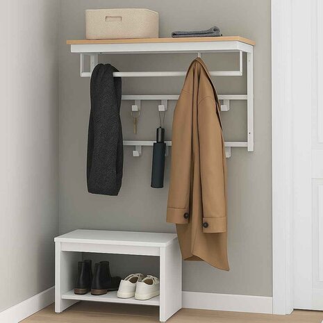 Ylumen Kapstok Wesly B 80 cm H 42 cm hout wit Ylumen Kapstok Wesly B 80 cm H 42 cm hout wit