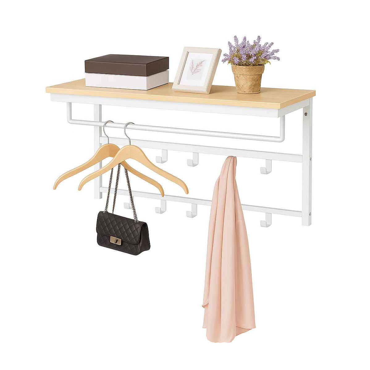 Ylumen Kapstok Wesly B 80 cm H 42 cm hout wit