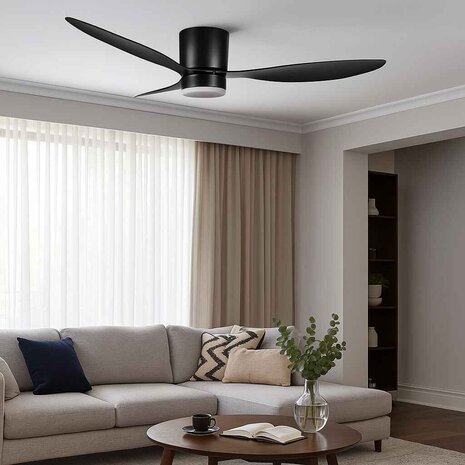 Freelight Plafondventilator Brezza Ø 132 cm met verlichting zwart Freelight Plafondventilator Brezza Ø 132 cm met verlichting zwart