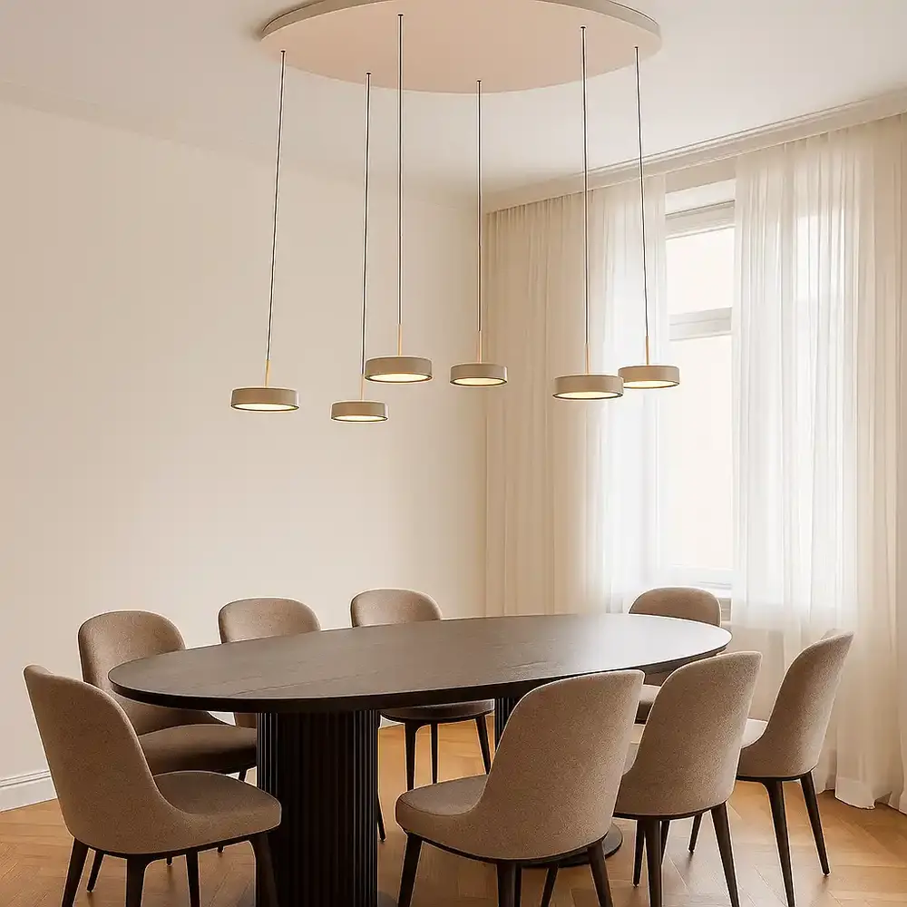 Freelight Hanglamp Alieno 6 lichts ovaal L 120 cm comfortlift beige Freelight Hanglamp Alieno 6 lichts ovaal L 120 cm comfortlift beige