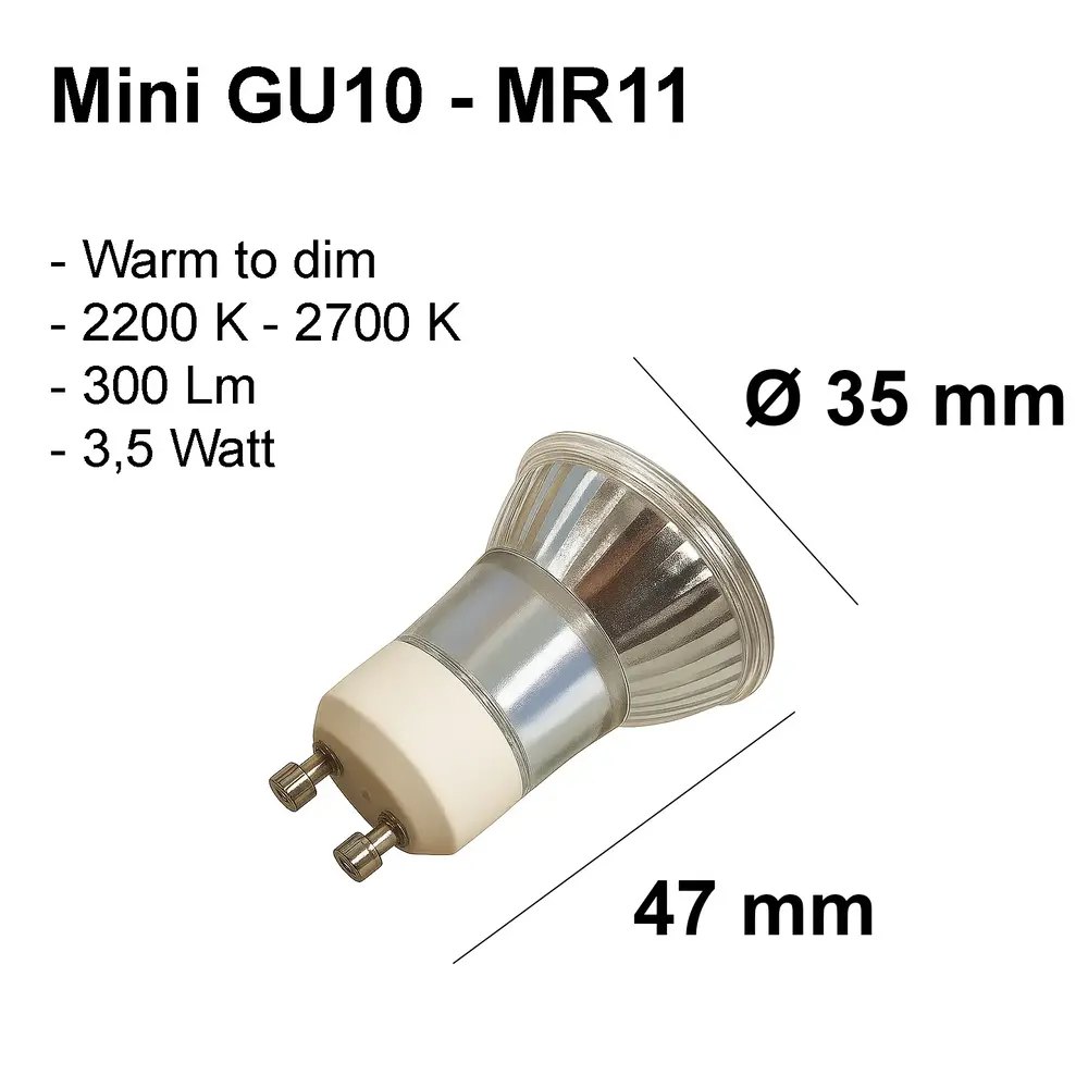Highlight LED GU10 mini 3.5 Watt warm to dim Highlight LED GU10 mini 3.5 Watt warm to dim