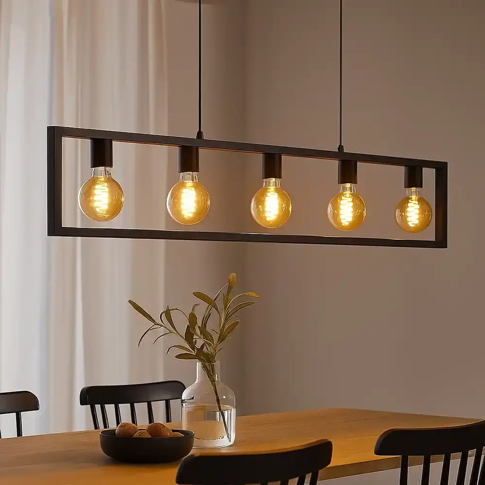 Freelight Hanglamp Distesa 5 lichts L 120 cm zwart Freelight Hanglamp Distesa 5 lichts L 120 cm zwart