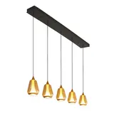 Highlight Hanglamp Tromba 5 lichts L 108 cm amber zwart